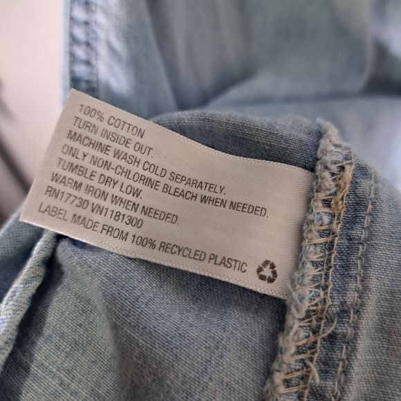 Merona Denim Long Sleeve Half Button Shirt Size Small - Picture 5 of 6